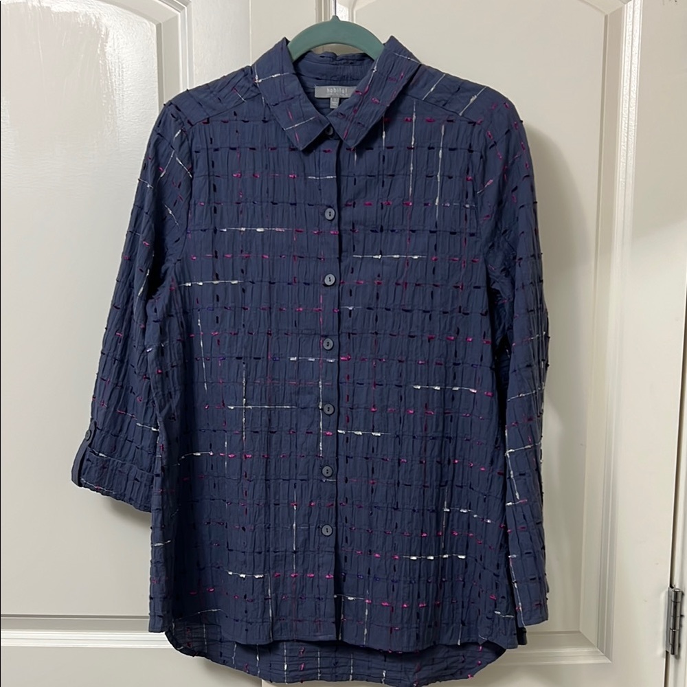 Habitat Dark Blue Blouse with Purple/pink Details